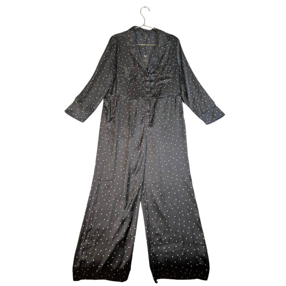 Lucky Brand‎ Polka Dot Jumpsuit Women's Small Black White Long Sleeve NWT 671
